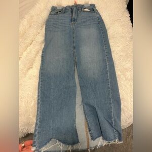 Universal Thread Straight-Leg Blue Denim Skirt with Front Slit